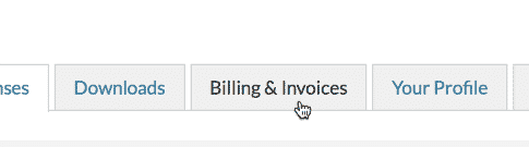The Billing & Invoices tab on the GravityView Account page