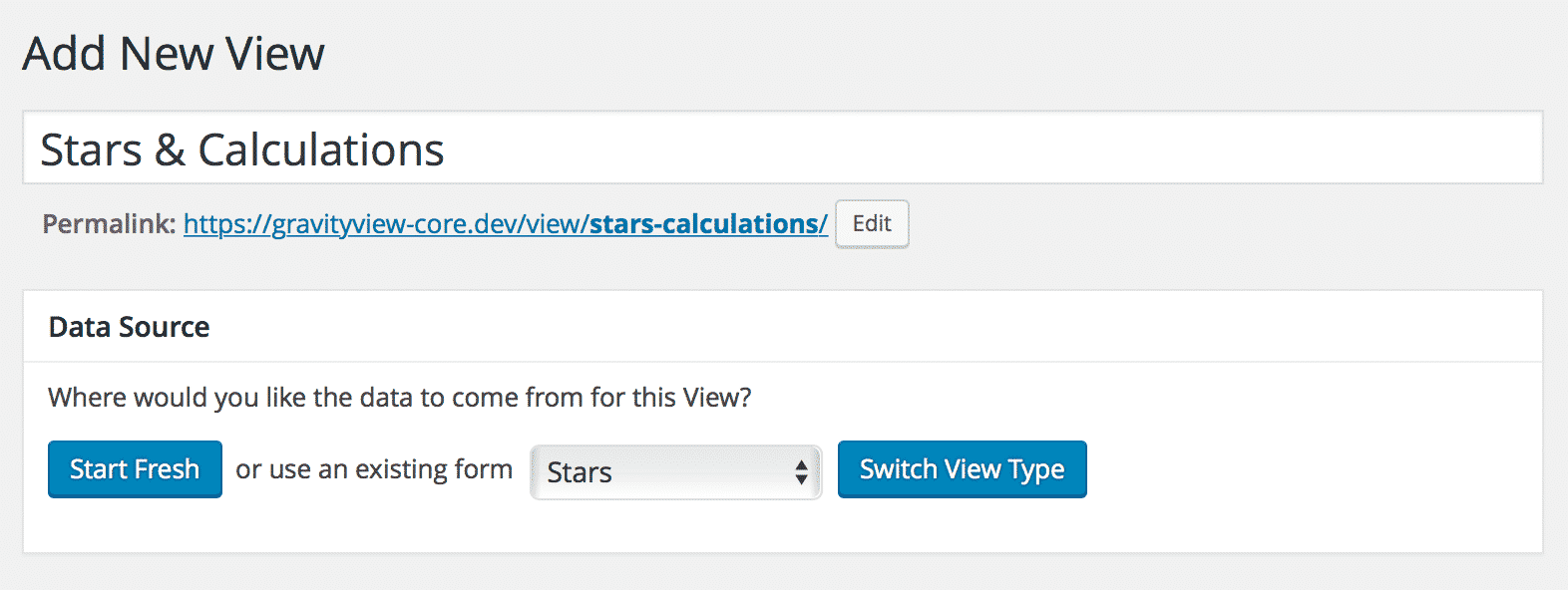 Adding a new View in GravityView