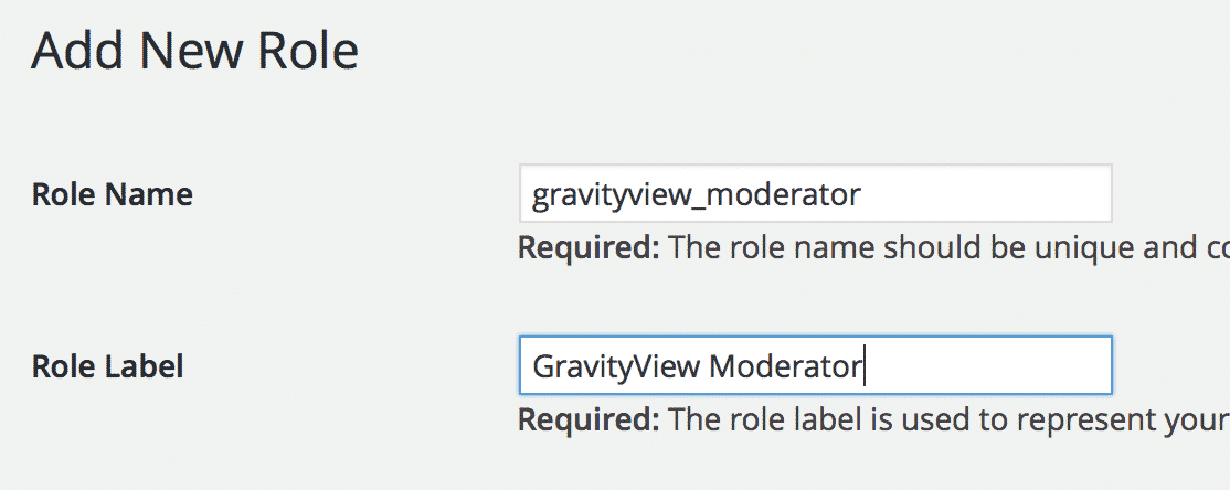 Creating a new role called GravityView moderator