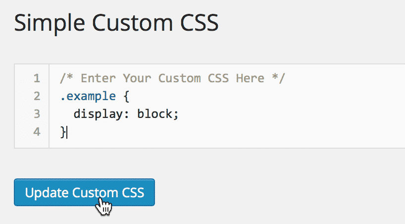 The Update Custom CSS button below the CSS editor