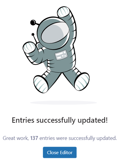Great work, 137 entries were successfully updated