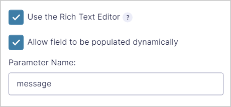 Checkbox that says 'Allow field to be populated dynamically'
