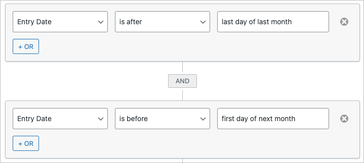Setting date conditions using the Advanced Filter